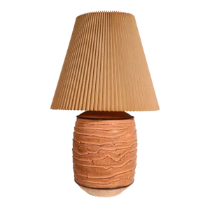Cast Plaster Table Lamp With Original Pleated Shade by Casual Lamps of California C. 1981