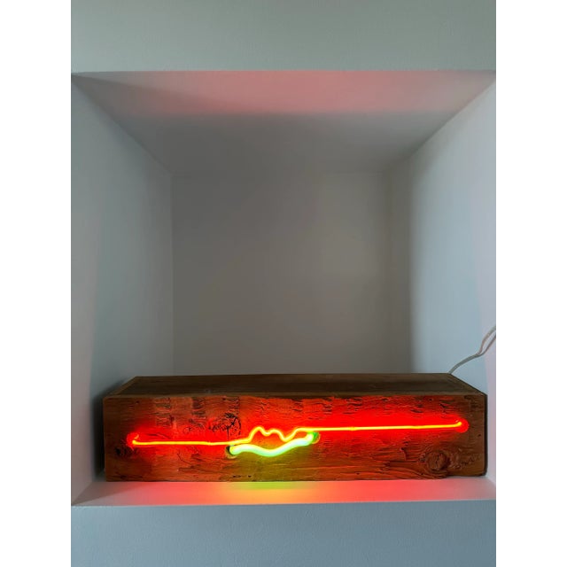 1990s Skip Fox Neon Wooden Box Sculpture For Sale - Image 5 of 7