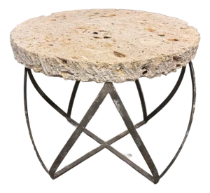 Artisan Made Fossilized Stone Side Table