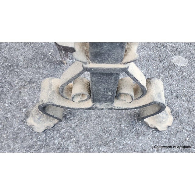 Metal Pair Early Antique French Wrought Iron Basket Top Andirons / Firedogs With Crane Pot Bar 28" For Sale - Image 7 of 16