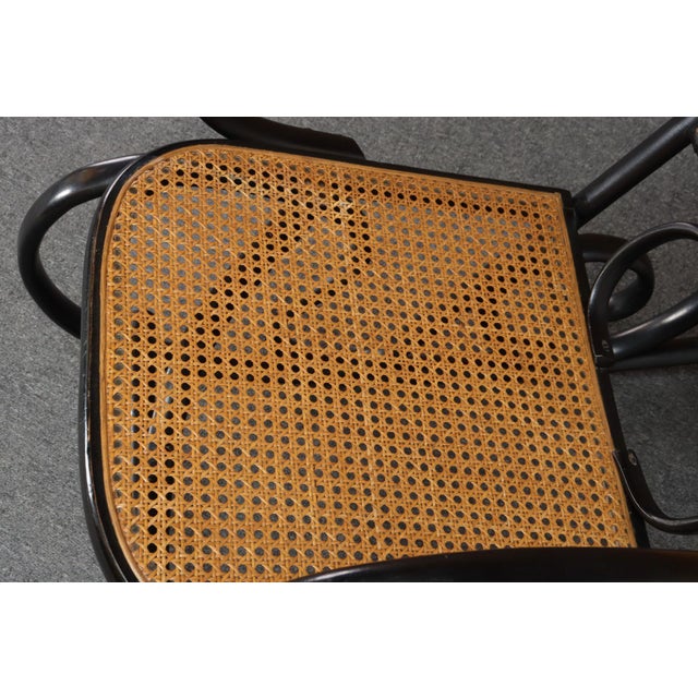 Vintage Thonet Ebonized Bentwood and Rattan Rocking Chair For Sale - Image 17 of 18
