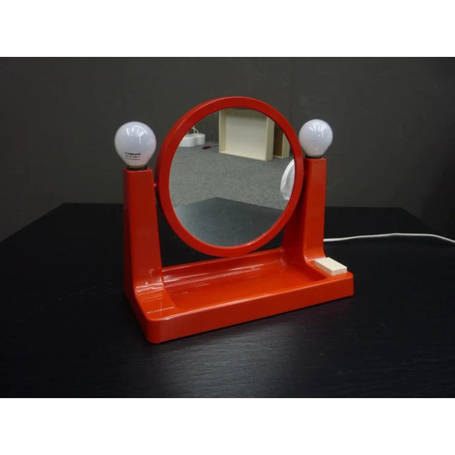 Space Age Orange Plastic Makeup Mirror with Lighting by Neckermann, 1970s For Sale - Image 4 of 9