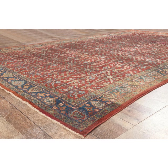 Textile Early 20th Century Antique-Worn Persian Mahal Rug - 07'00 X 11'00 For Sale - Image 7 of 9