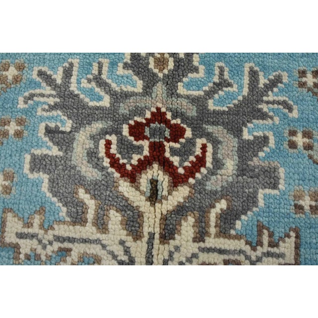 Oushak Rug 8’2” X 10′ Blue Wool Traditional Hand-Knotted Oriental Carpet For Sale - Image 4 of 12