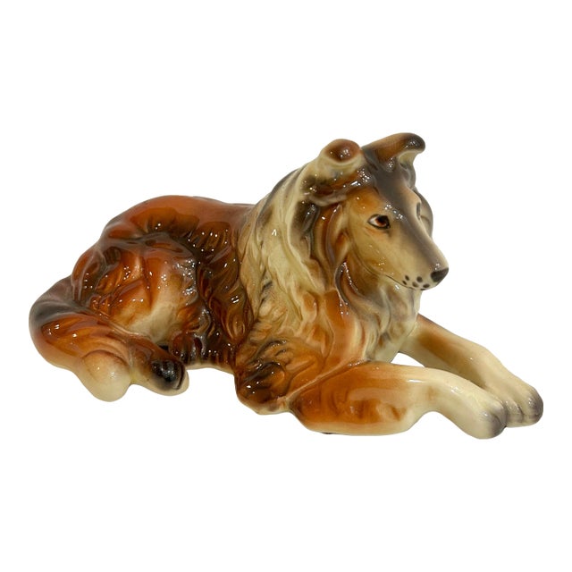 1985 Lefton Porcelain Lassie Collie Dog Figurine For Sale