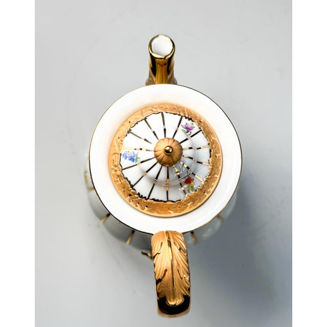 Meissen Porcelain Vintage Meissen Porcelain Gilt Floral Tea Pot For Sale - Image 4 of 6