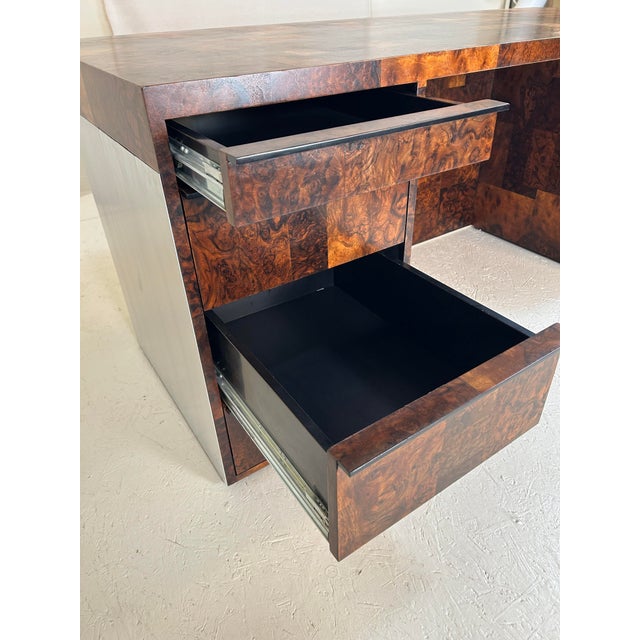 1970s Paul Evans Cityscape Executive Desk in Burl Walnut For Sale - Image 13 of 16