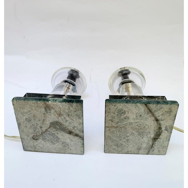 Vintage Art Deco Table Lamps in Glass and Marble, 1940s For Sale - Image 6 of 12