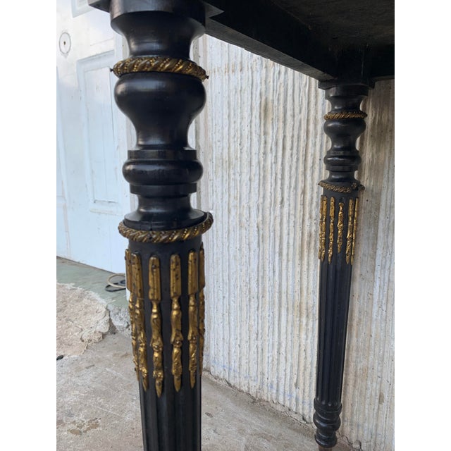19th Century French Ebonized Folding Card Table With Bronze Mounts For Sale - Image 11 of 13