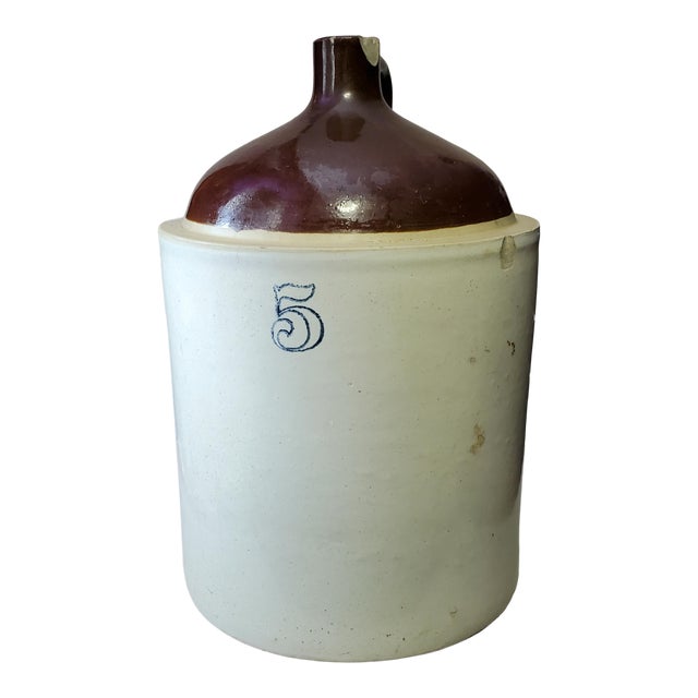 Antique Early 20th Century Stoneware 5 Gallon Moonshine/ Whiskey Jug For Sale