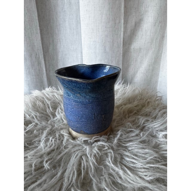 Vintage Studio Pottery Vase, Hand Form - Heart Shape, Signed For Sale - Image 4 of 12