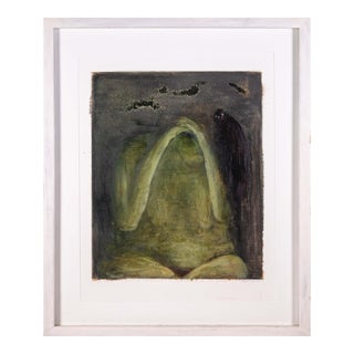 Barbara Goodman for Betty Signed Abstract Figurative Oil Painting on Paper 1994 For Sale