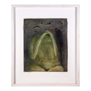 Barbara Goodman for Betty Signed Abstract Figurative Oil Painting on Paper 1994
