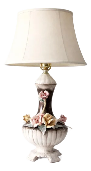 Mid 20th Century Italian Capodimonte Porcelain Floral Lamp