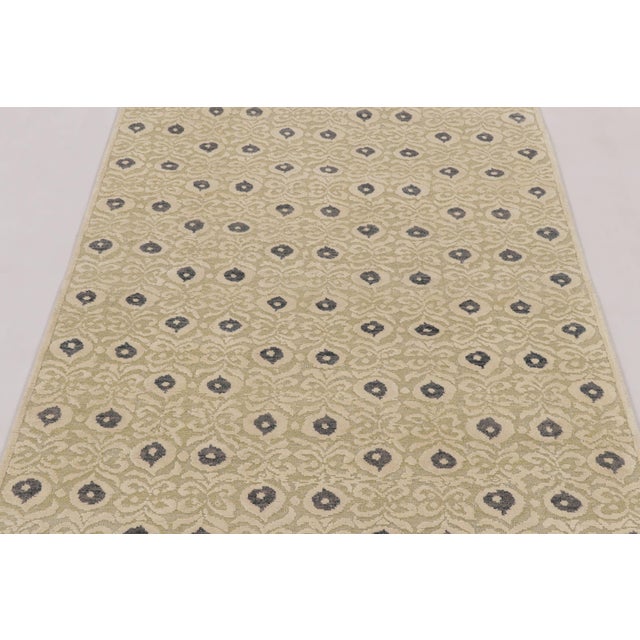 Rug & Kilim Rug & Kilim’s Block Print Rug With Floral Lattice in Beige-Brown & Charcoal For Sale - Image 4 of 10
