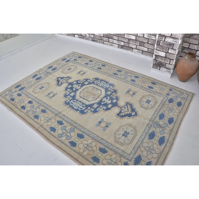 Oushak Antique Floral Handknotted Carpet For Sale - Image 4 of 10