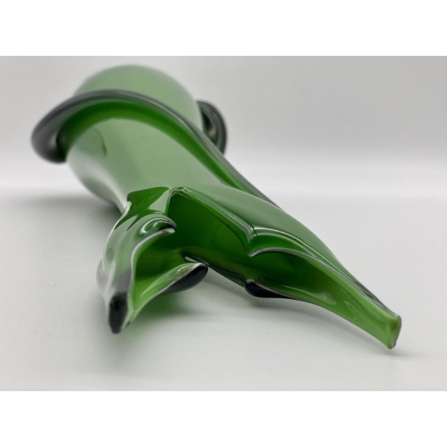 Vintage Green Swirl Torchon Blown Glass Vase attributed to Fratelli Betti, Italy, 1950s For Sale - Image 6 of 7