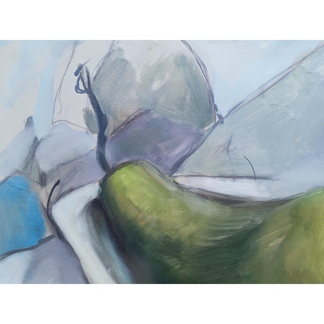 Brown Contemporary Abstract Surrealist Painting of a Green Pear in a Bathtub, 21st Century For Sale - Image 8 of 10