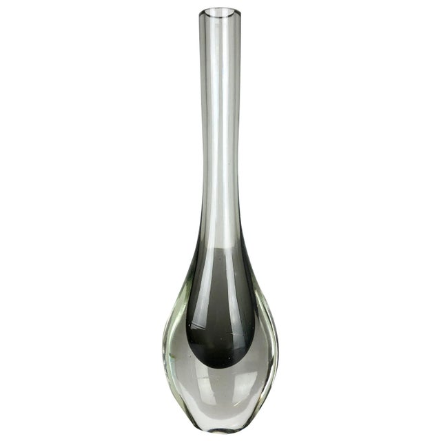 Italian Grey Murano Glass Sommerso Single-Stem Vase from Flavio Poli, 1960s For Sale - Image 17 of 17