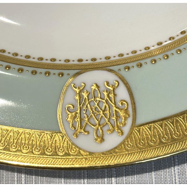 Mint Antique Minton Porcelain Dinner Service | Mint Green Gold Gilt Monogram 1884 - 34 pcs For Sale - Image 8 of 16