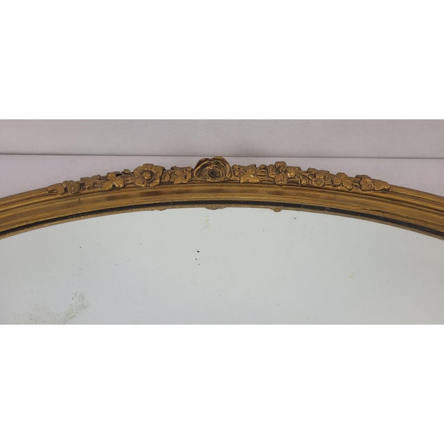 Louis XVI Oval Mirror in Gilded Wood, 1890s For Sale - Image 6 of 12