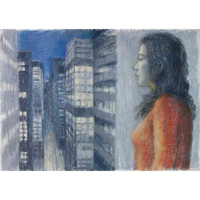 Aurelio Bulzatti, Donna Citta, Original Pastel, 2014 For Sale - Image 3 of 3