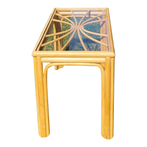 1960s Rattan and Glass Side Table