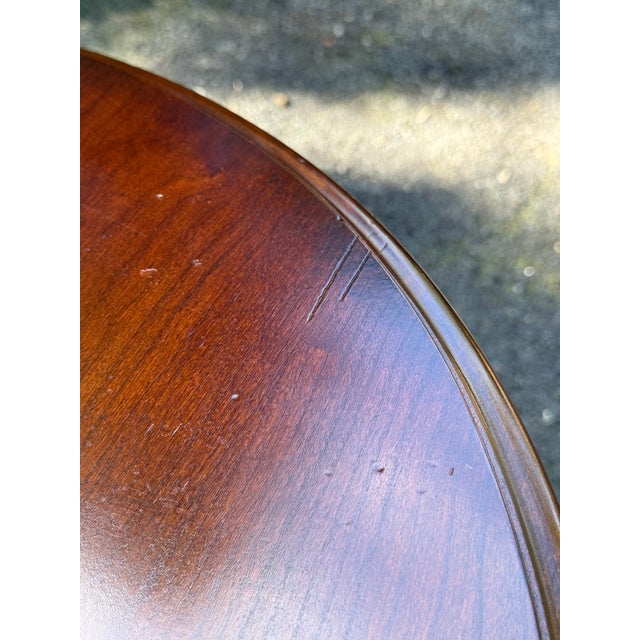 Wood Vintage Solid Cherry Regency Round End Table For Sale - Image 7 of 9