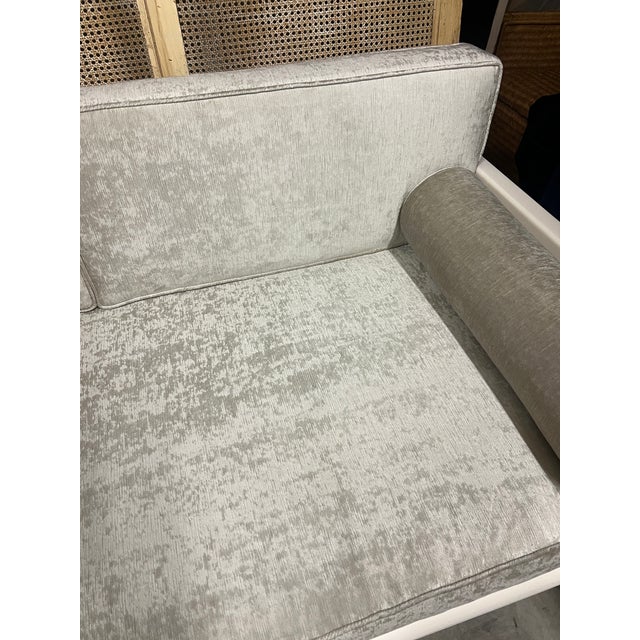 James Mont Asian Love Seat with Velvet Cushions and Bolsters For Sale - Image 11 of 12