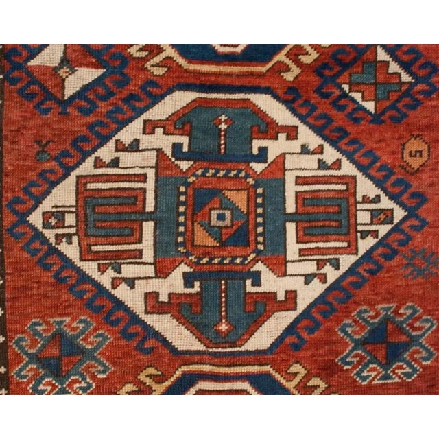 Tribal 19th Century Geometric Medallion Kazak Rug For Sale - Image 3 of 5