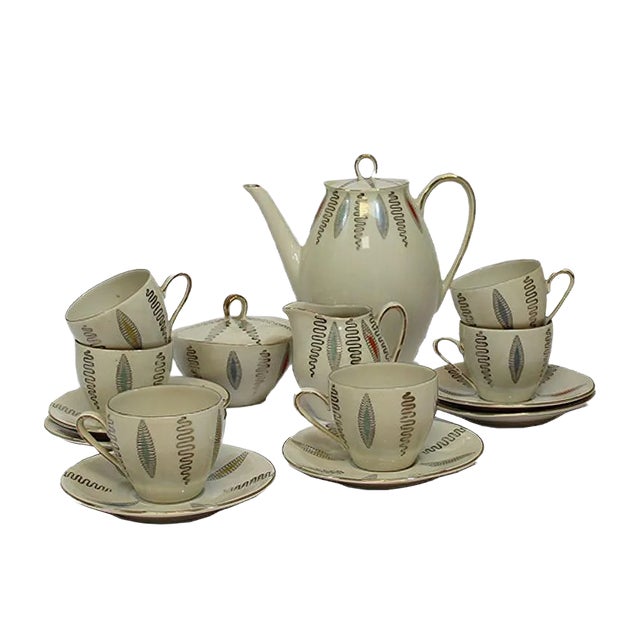 German Porcelain Coffee Set from Wintarling, 1950s, Set of 15 For Sale
