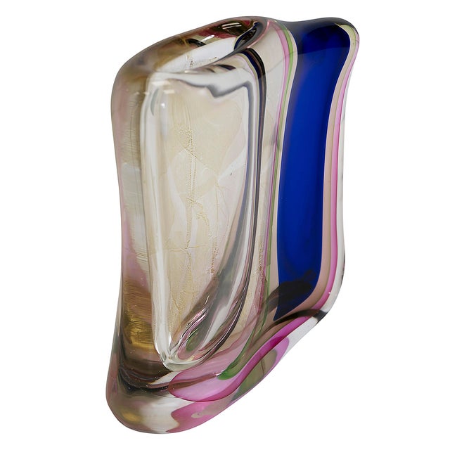 Vintage Italian Handmade Sommerso Murano Glass Vase by Giuliano Mian For Sale - Image 4 of 8