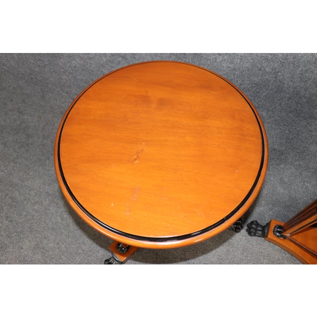 Traditional Pair of Egyptian Revival French Empire Ebonized Birch Figural End Tables For Sale - Image 3 of 11