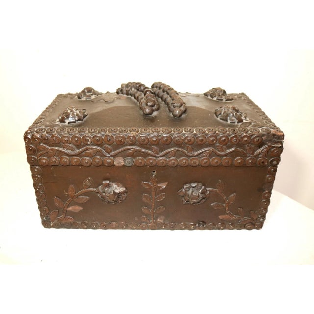 Up for sale is a rare antique 19th century handmade Victorian Folk Art wooden box. The box is made of a wooden base and...
