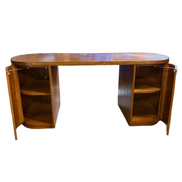 Beautiful warm oak wood executive desk designed by Mermelada Estudio, a well known design studio in Spain. The sides of...