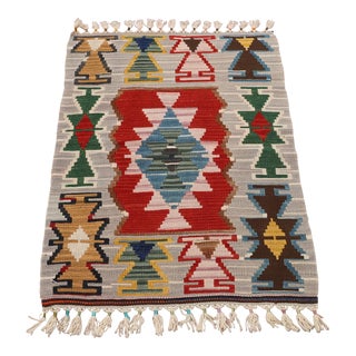 1970s Scandinavian Style Handmade Oushak Accent Kilim Rug For Sale