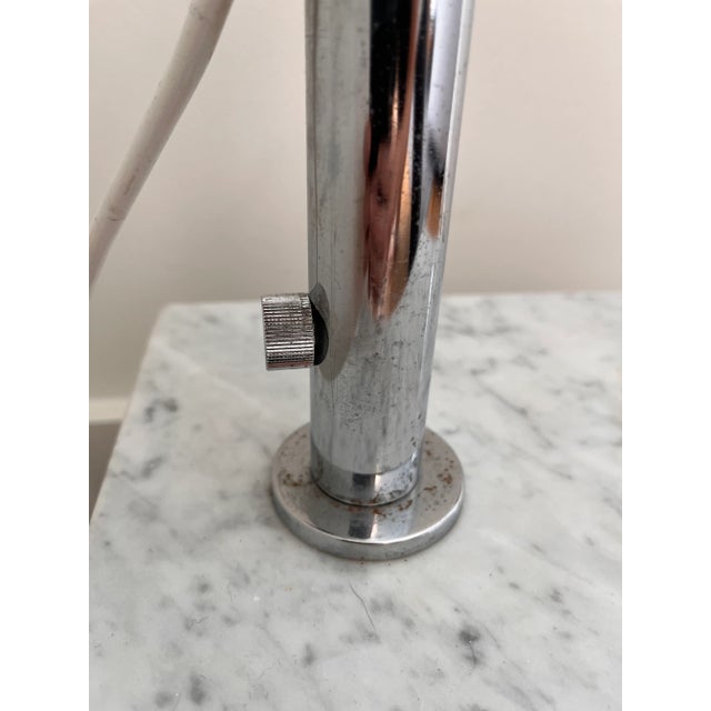 Mid Century Modern Harvey Guzzini Chrome and Marble Arc Floor Lamp For Sale - Image 12 of 13