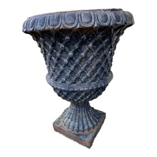 Pair Vintage 19th Century Neoclassical Cast-Iron Urns For Sale