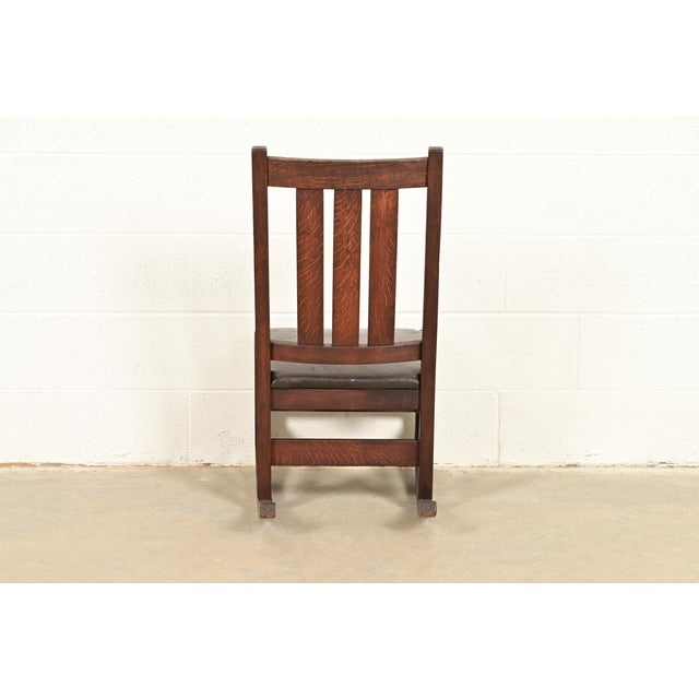 L. & J. G. Stickley Antique Mission Oak Arts & Crafts Rocking Chair, Circa 1910 For Sale - Image 10 of 12