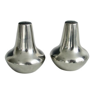 Danish Modernist Stainless Steel Salt Pepper Shakers - A Pair For Sale