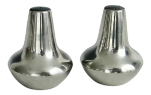 Danish Modernist Stainless Steel Salt Pepper Shakers - A Pair