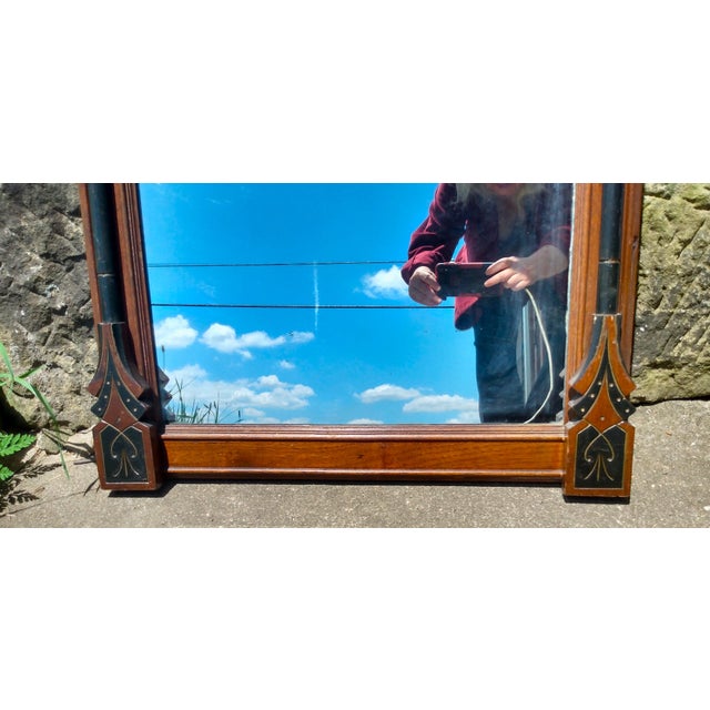 Antique Walnut Victorian Wall Pier Mirror 1880s For Sale - Image 10 of 12