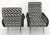 Mid-Century Modern Pair Black & White Pattern Fabric Italian Mid Century Modern Lounge Chairs For Sale - Image 3 of 13