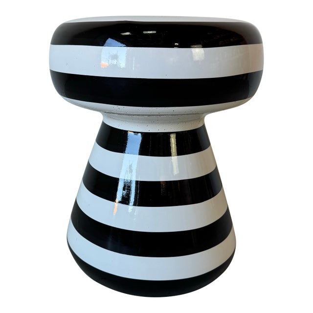 Gervasoni “InOut” Black and White Striped Champagne Cork Side Table by Paola Navone/ Sold For Sale