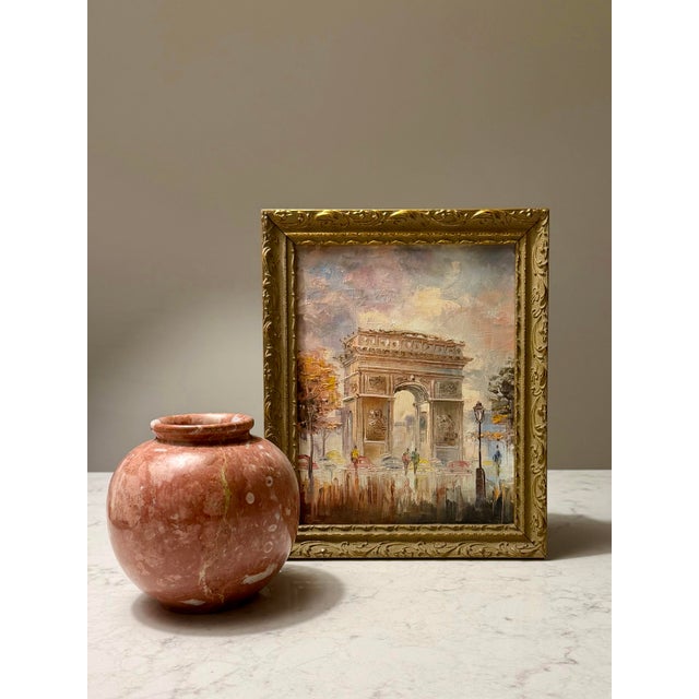 French Vintage Original French Painting of the Arc De Triomphe Paris - Framed For Sale - Image 3 of 8
