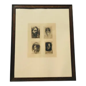 1970s William Patterson Etching “Four Artists”