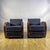 1930s Art Deco Armchairs in Walnut Burl and Navy Blue Striped Velvet, 1930s, Set of 2 For Sale - Image 5 of 9