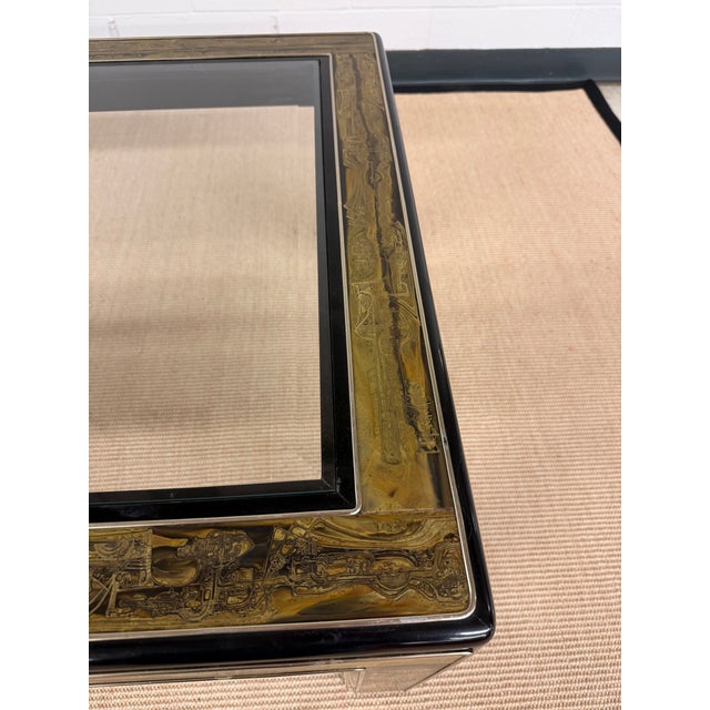 Bernhard Rohne Acid Etched Brass Coffee Table for Mastercraft For Sale - Image 10 of 12