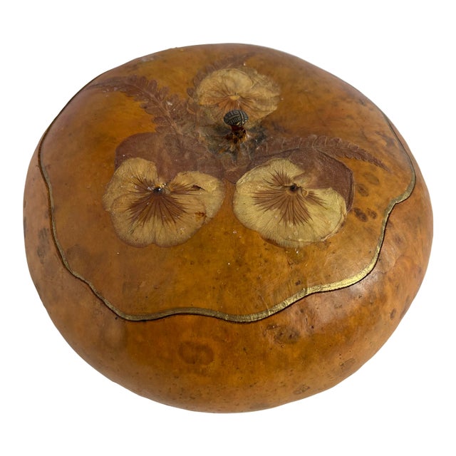 Embellished Natural Gourd Box For Sale