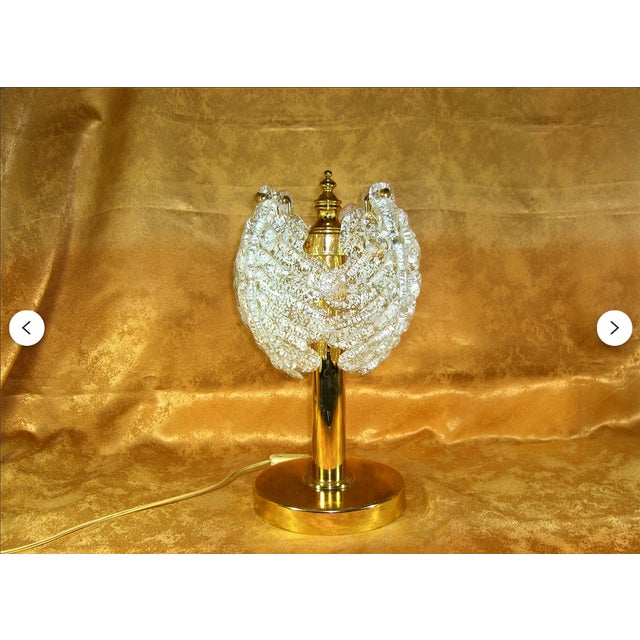 Vintage Murano Crystal and Brass Table Lamp, 1960s For Sale - Image 10 of 11